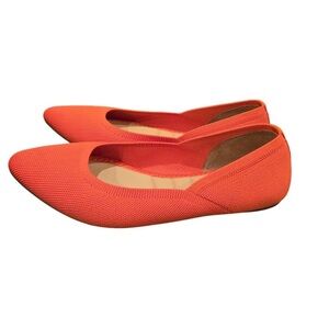 Cynthia Rowley Knit Pointe Toe Vibrant Orange Flats Size 7